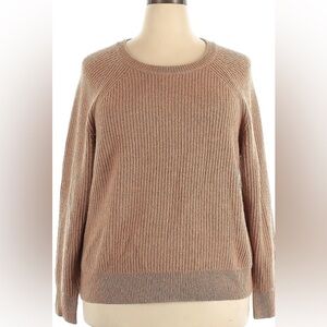 1X 2X 100% cashmere J. Crew camel pullover sweater beige